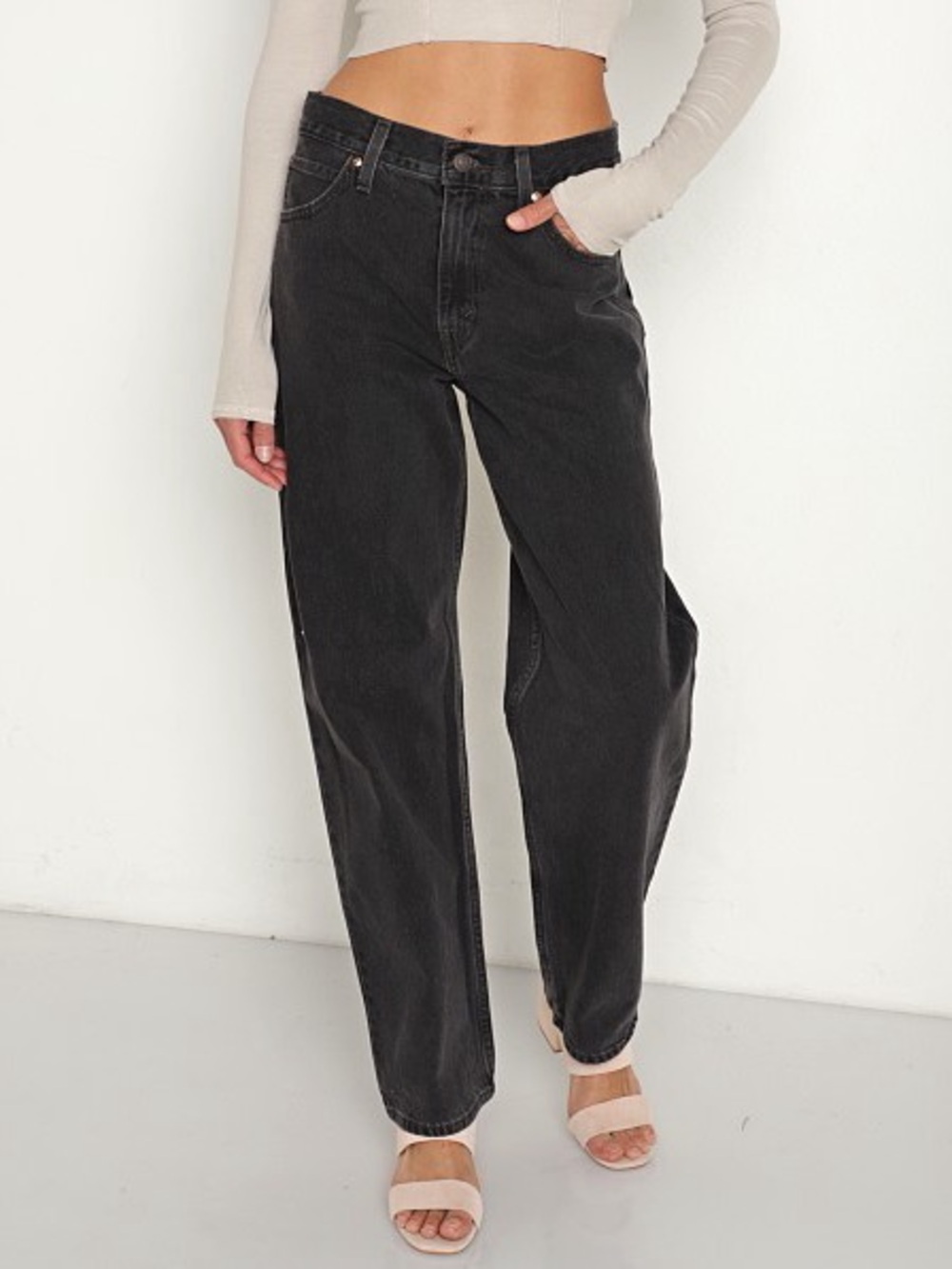 Levi's Dad Jeans Size 27 Rebel Edge Black High-Rise Straight Leg Zip Fly Slouchy